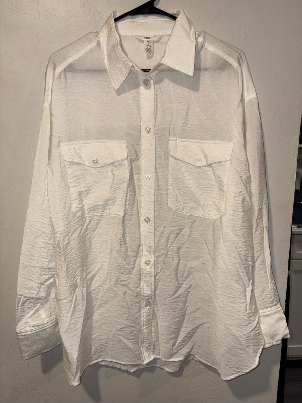 H&M Oversized Crinkled Button-Up Shirt